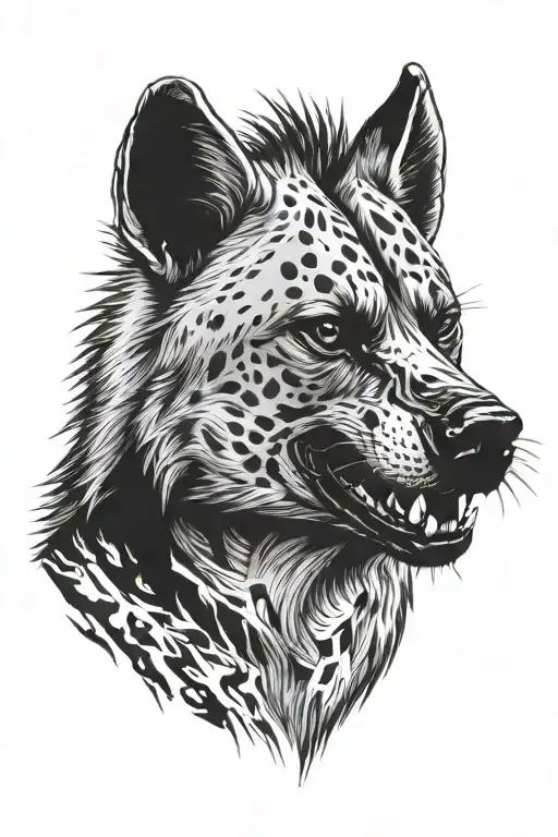 hyena with Devil's face tattoo design idea