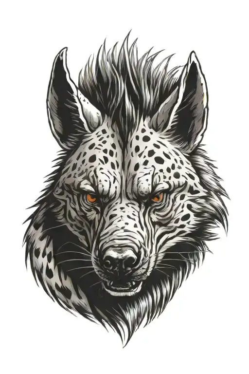 hyena face with Devil's Horns  tattoo design idea
