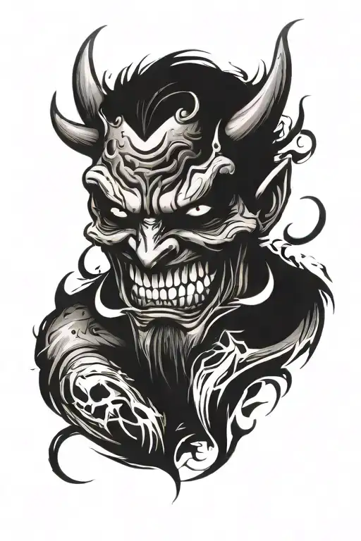 devils smile face tattoo design idea