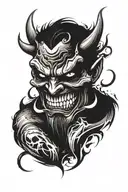 devils smile face tattoo design idea