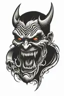devils smile face tattoo design idea