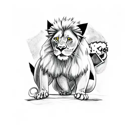 pikachu avec un lion tattoo design idea
