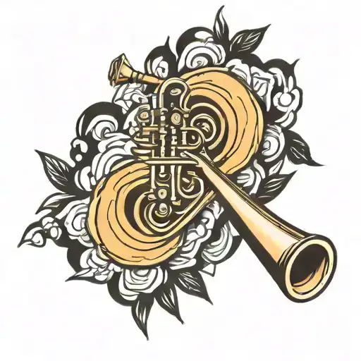 continuous line  trumpet tattoo design idea