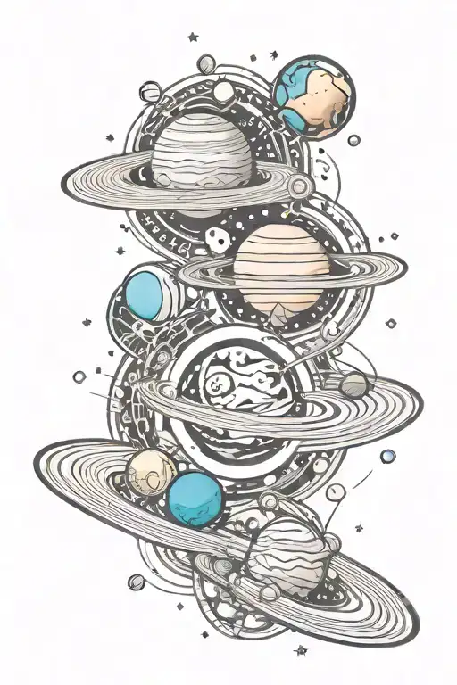 Chakra Planets Galaxy Universe tattoo design idea