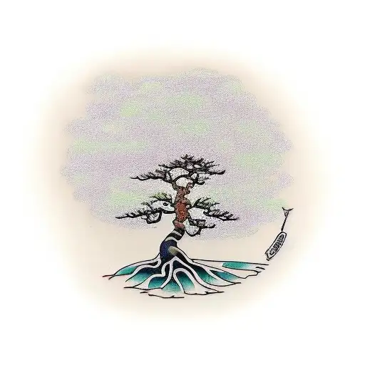 bonsai tree west African symbolism  tattoo design idea