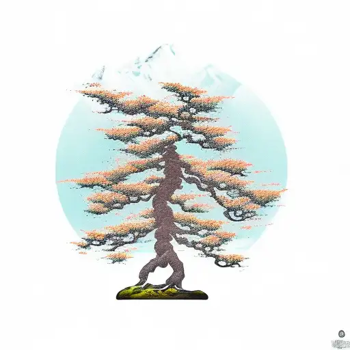 bonsai tree west African flowers  tattoo design idea