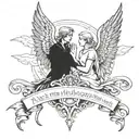 dark and light, angels and nyc, with the quote "ALL THE GODS ALL THE HEAVENS ALL THE HELLS ARE WITHIN YOU" tattoo design idea