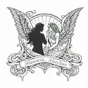 dark and light, angels and nyc, with the quote "ALL THE GODS ALL THE HEAVENS ALL THE HELLS ARE WITHIN YOU" tattoo design idea