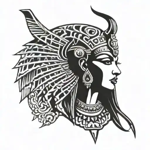 cleopatra fiercely looking down and being angry tattoo design idea
