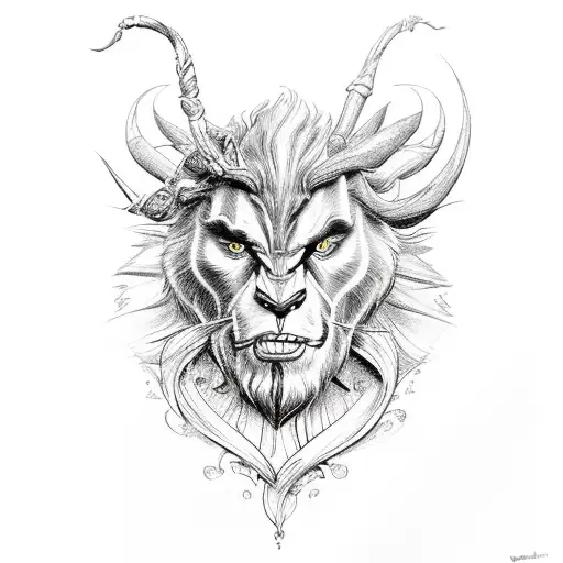 beauty and the beast tattoo design idea