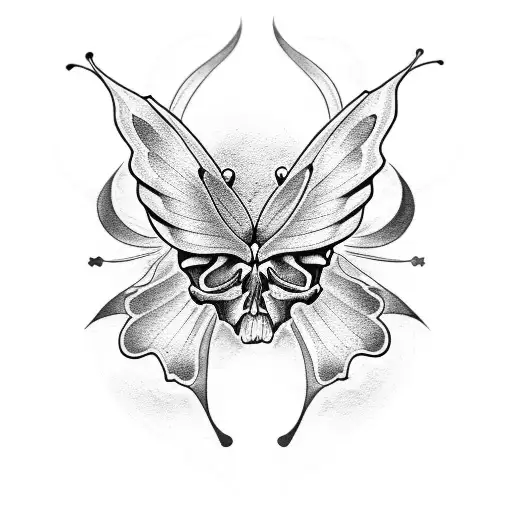 half skull half butterfly  tattoo design idea