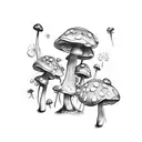 mushroom 4 leaf clover spores tattoo design idea