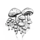 mushroom 4 leaf clover spores tattoo design idea