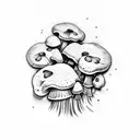 mushroom 4 leaf clover spores tattoo design idea