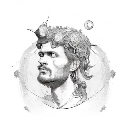 virgo vectors and a man's face. Include progress vector and justice tattoo design idea