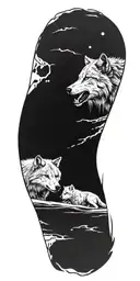 Wolf melting in a puddle and its cub below  tattoo design idea