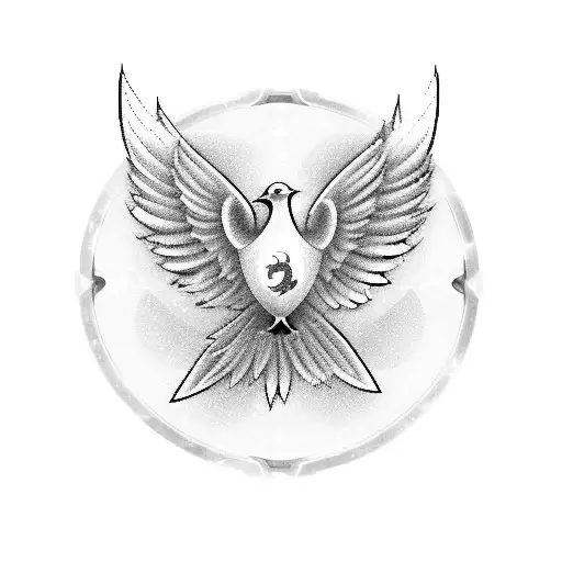 A gaming console controller transformed into a dove, symbolizing the peace and joy that gaming brings, with a background of pixelated hearts tattoo design idea