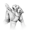 A tattoo of a clenched fist with the words 'anger', 'ego', 'patience', and 'kindness' written on the fingers, symbolizing the balance between these emotions tattoo design idea