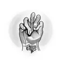 A tattoo of a clenched fist with the words 'anger', 'ego', 'patience', and 'kindness' written on the fingers, symbolizing the balance between these emotions tattoo design idea