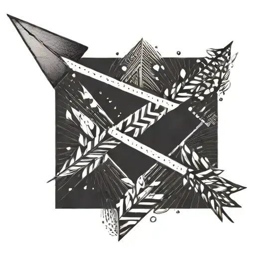 A tattoo of a geometric arrow pointing upwards, symbolizing progress and forward movement in motivation tattoo design idea