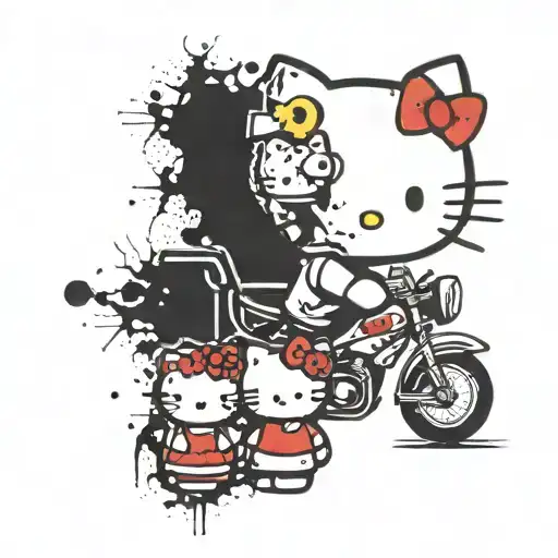 Black and white paired tattoo hello Kitty for man and woman tattoo design idea