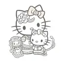 Black and white paired tattoo hello Kitty for man and woman tattoo design idea