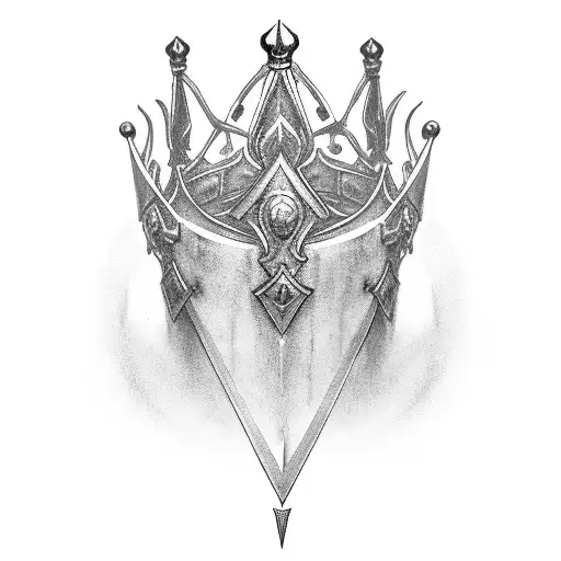 thron sword crown  tattoo design idea