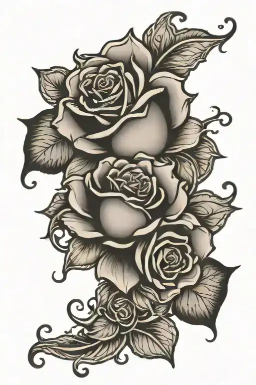 rose's filigree black and gray bold outline  tattoo design idea