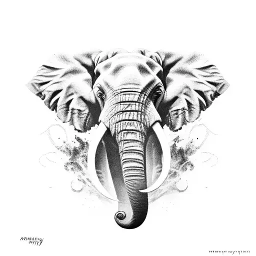 elephant half real half mandala tattoo design idea