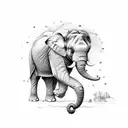 elephant half real half mandala tattoo design idea