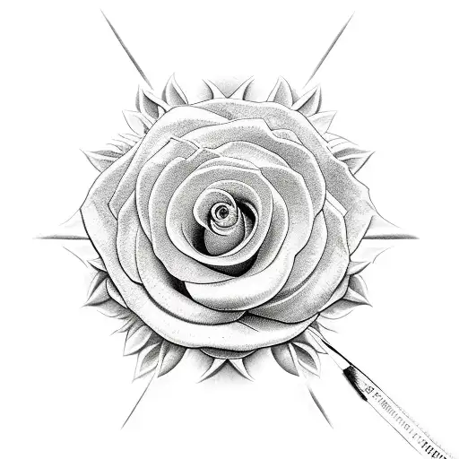 reverse cross on flowers tattoo design idea