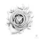 reverse cross on flowers tattoo design idea