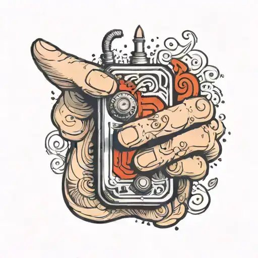  finger presses the "f5" pushbutton. tattoo design idea