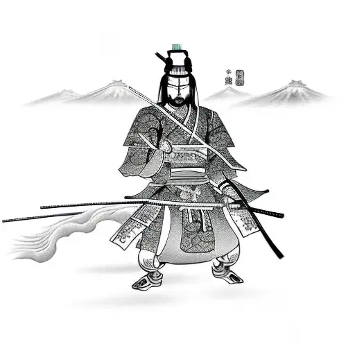 samurai with dragon tattoo design idea