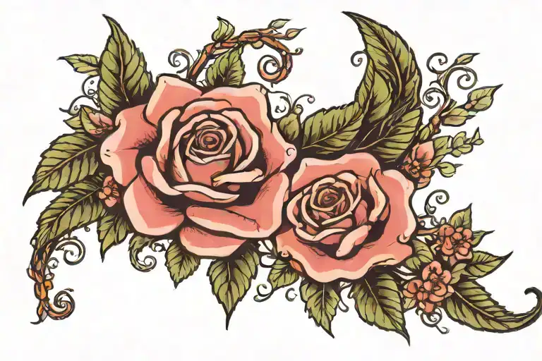 pinky promise intertwined with vines and flowers and words saying no matter where no matter what  tattoo design idea