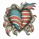  the u.s. flag morphing out of a pumping heart  tattoo design idea