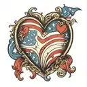  the u.s. flag morphing out of a pumping heart  tattoo design idea