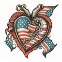  the u.s. flag morphing out of a pumping heart  tattoo design idea