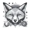 Create an image that contains the liver organ, the fox animal and the stars of the cruise sports club, a cross tattoo design idea