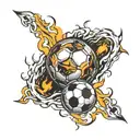 Soccer ball tattoos with colored fire tattoo design idea