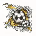 Soccer ball tattoos with colored fire tattoo design idea
