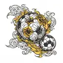Soccer ball tattoos with colored fire tattoo design idea