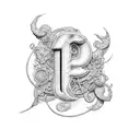 Letter E Initial with loops  tattoo design idea