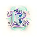 Letter E Initial with loops  tattoo design idea