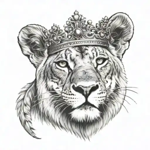 name anna incorporated into lioness wearing a crown  tattoo design idea
