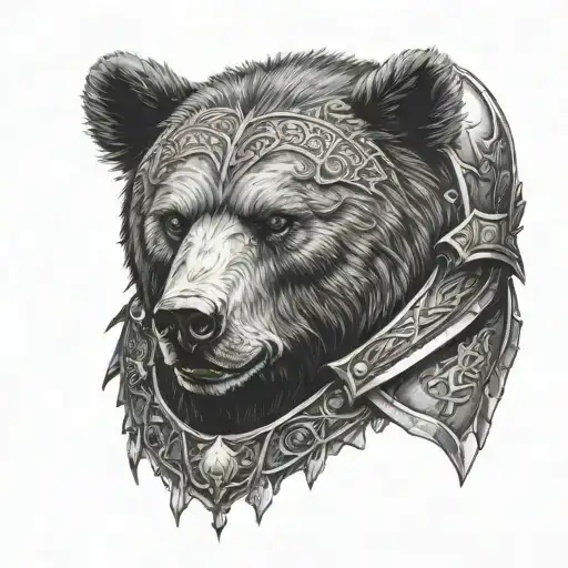 bear warrior with house stark armor tattoo tattoo design idea