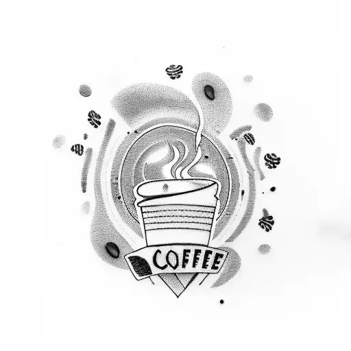 A coffee cup with a trail of footprints leading to it tattoo design idea