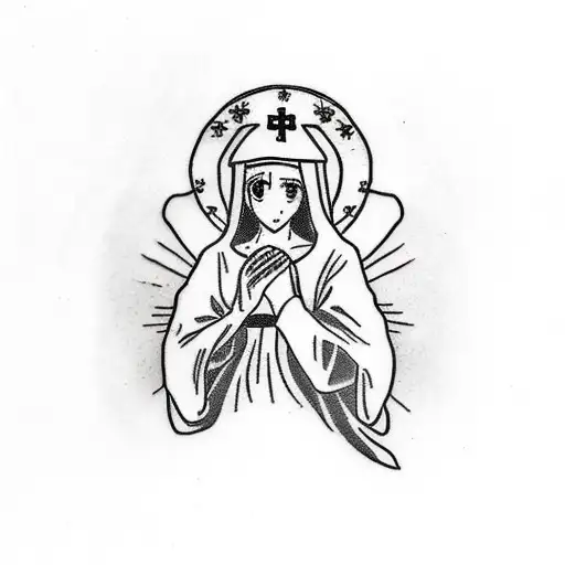anime blessed virgin with child  tattoo design idea
