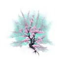 spine with Sakura branches tattoo design idea