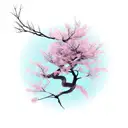spine with Sakura branches tattoo design idea